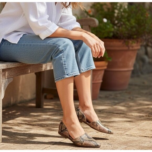 Madewell Shoes - Madewell Marisa D’Orsay Snake Embossed Leather Flat Shoes Slip‎ On Size 7.5 $128